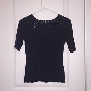 BCBG Eyelet 3/4 Sleeve Top